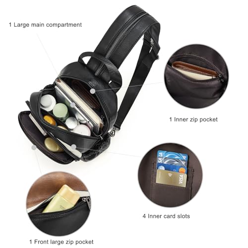 CLUCI Sling Bag for Women Leather Women's Backpack Small Convertible Backpack Purse Crossbody Bag for Travel - color: 0-5 Black With Brown