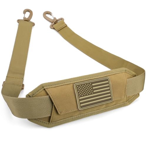 WYNEX Shoulder Strap Pad for Tactical Pouch, Universal Bag Strap with Detachable Thick Pad Single Shoulder Straps Replacement - color: Khaki, size: 1.5“ Strap