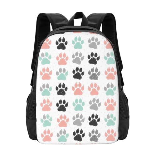 Slim Anti Theft Laptop Backpack Colorful Dog Paw Prints, Large Volume Travel Daypack Durable Polyester Carry Bag for Office Business Outdoor Trekking - color: Design (663)