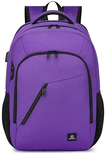 CAFELE Laptop Backpack 17.3 Inch Computer Backpack Daypack Water-Repellent Laptop Bag with USB Charging Port for Business/School/Travel/Women/Men (Purple, 17.3 Inches) - color: Purple