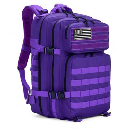 45L Military Tactical Backpack for Men & Women Bug Out Bag Assault pack Molle Daypack Hiking Trekking Rucksack(Purple) - color: Purple