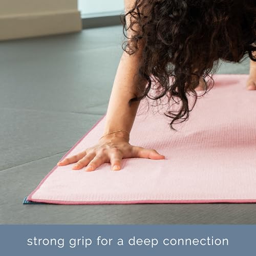 S&T INC. Yoga Mat Towel with Non-Slip Grip, Enhanced Silicone Grip, Soft and Absorbent for Gym, Pilates, and Hot Yoga Mat, 1 Pack, 24 inches x 72 inches, 340GSM, Pink - color: Pink