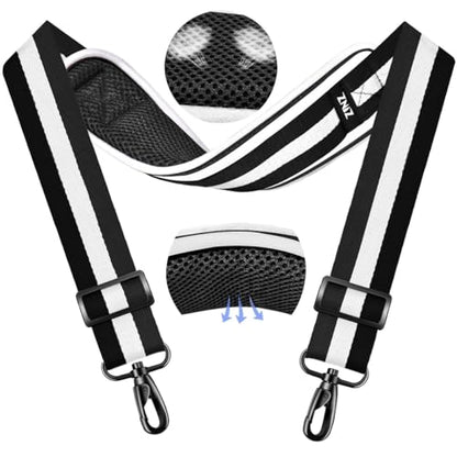 ZINMARK Shoulder Strap 59 inch, Extra-Thick Fixed Cushion Pad and Dual Clasps Universal Replacement Strap for Bags, Camera, Crossbody，Lawn mower -Black White Black Stripe - color: Black White Black Stripe