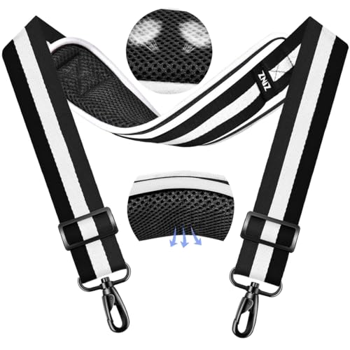 ZINMARK Shoulder Strap 59 inch, Extra-Thick Fixed Cushion Pad and Dual Clasps Universal Replacement Strap for Bags, Camera, Crossbody，Lawn mower -Black White Black Stripe - color: Black White Black Stripe