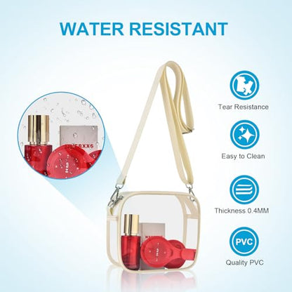 Clear Bag for Stadium Events, Clear Messenger Wallets with Adjustable Strap - color: Cream, size: Large