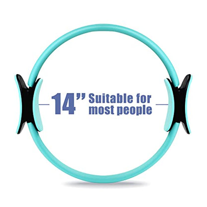 RitFit Pilates Ring Circle - 14 Inch Magic Fitness Circle for Toning Inner & Outer Thighs, Bonus Workout Guide Included - style: Cyan