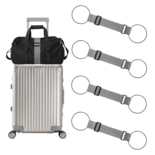4 Pack Adjustable Luggage Straps for Add a Bag, Bungees Elastic Belt to Connect Suitcases, Luggage Connector Straps for Travel Essentials, Luggage Accessories Fastening Bag Strap - Gray - color: Gray, size: 4Pack