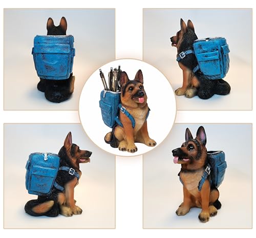 Cute Dog Pen Holder for Desk, Pencil Holder, Creative Desktop Pen Organizer Pencil Cups, Unique Desk Accessories Decor for Home Office School, German Shepherd Gifts for Dog Lovers - style: German shepherd