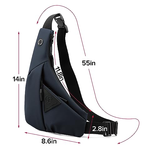 Small Sling Crossbody Bag for Men, Lightweight Anti-theft One Strap Casual Chest Bag Slim Backpack for Outdoor Walking Trip Hiking Biking Navy Blue - color: Navy Blue