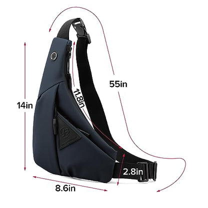 Small Sling Crossbody Bag for Men, Lightweight Anti-theft One Strap Casual Chest Bag Slim Backpack for Outdoor Walking Trip Hiking Biking Navy Blue - color: Navy Blue