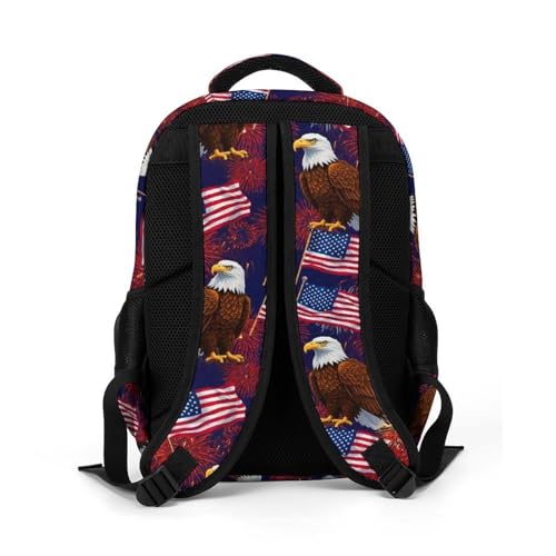 Casual Travel Laptop Backpack Bald Eagle American Flag Fireworks Pattern, Lightweight Anti Theft Computer Bag with Large Capacity for Men Women College Work - color: Pattern (334)