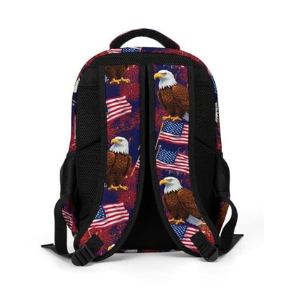 Casual Travel Laptop Backpack Bald Eagle American Flag Fireworks Pattern, Lightweight Anti Theft Computer Bag with Large Capacity for Men Women College Work - color: Pattern (334)