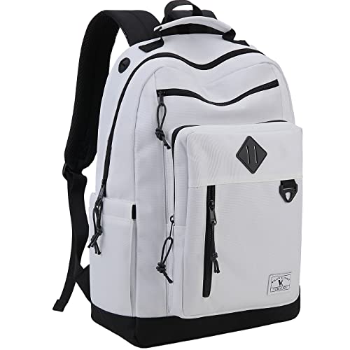 VX VONXURY Backpack for Men Women,Lightweight 15.6in Bookbag with Mulitiple Pockets,Water Resistant Travel Laptop Backpack - color: Medium-white, size: For 15.6in Laptop