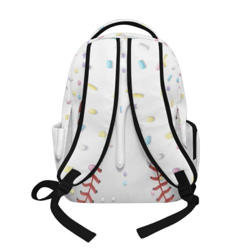 Suobstales Baseball Ice Cream Drip Print School Bags for Kids Girls Boys Elementary Middle School Students Backpack Children Bookbags Casual Large Capacity Travel Daypack (17 Inches) - color: Baseball Ice Cream Drip 6