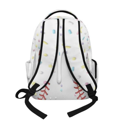 Suobstales Baseball Ice Cream Drip Print School Bags for Kids Girls Boys Elementary Middle School Students Backpack Children Bookbags Casual Large Capacity Travel Daypack (17 Inches) - color: Baseball Ice Cream Drip 6