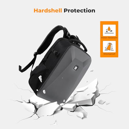 K&F CONCEPT Camera Backpack,Hardshell Photography DSLR Camera Bag with 15-15.6 Inch Laptop Compartment Waterproof Hard Shell Camera Case - color: Deep Grey