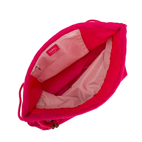 Kipling Women's Supertaboo Drawstring Bag, Strong, Colorful, Convenient, Polyamide Schoolbag - color: True Pink, size: 15.5''L x 17.75''H x 0''D