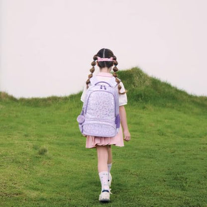 Meisohua Girls Backpack Elementary School Bags for Girls Bookbags for Kids Preschool Kindergarten Primary Kids Backpacks with Chest Strap - color: Furry Butterfly Purple