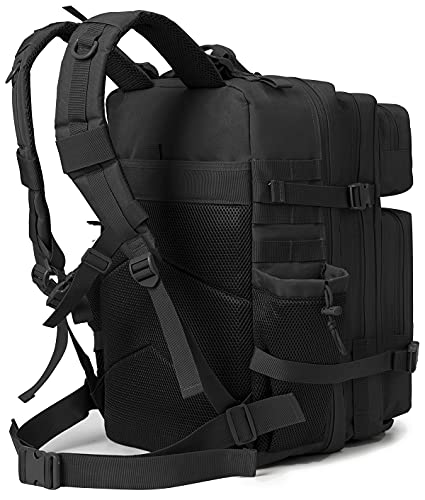 QT&QY 25L/45L Military Tactical Backpack For Men Molle Daypack 3 Day Bug Out Bag Hiking Rucksack With Bottle Holder - color: 45l 1.0 Black