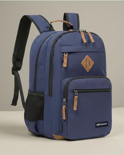 TRAILKICKER Classic Carry-on Travel Backpack, Laptop Backpack with Padded 17 inch Laptop Sleeve, Multi Pocket College Backpack, Casual Daypack Backpacks - Navy - color: Navy