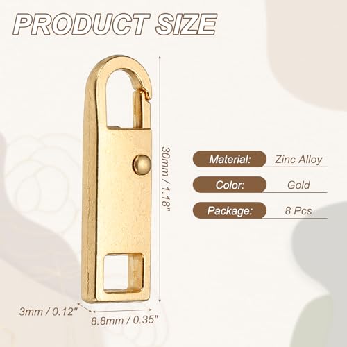 uxcell 8Pcs Zipper Pull Replacement, Metal Zipper Handle Mend Fixer Tab Repair for Luggage Suitcase Backpack Jacket Bags Boots Coat Handbags, Gold Small - color: Gold, size: Small