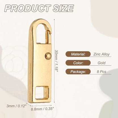 uxcell 8Pcs Zipper Pull Replacement, Metal Zipper Handle Mend Fixer Tab Repair for Luggage Suitcase Backpack Jacket Bags Boots Coat Handbags, Gold Small - color: Gold, size: Small