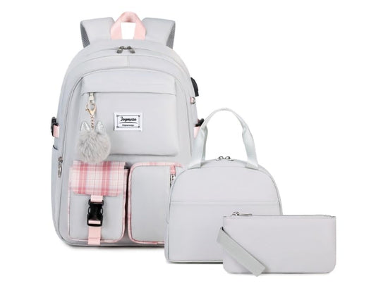 Joymoze Women Fashion Travel Backpack Set Roomy Laptop Rucksack Set Casual Daypack for Girl Grey - color: Grey