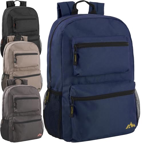 Trail maker 24 Pack Backpacks in Bulk Wholesale Multipocket Backpacks with Side Mesh Pockets for Homeless Adults, Donation (Male Colors Pack) - color: Male Colors Pack
