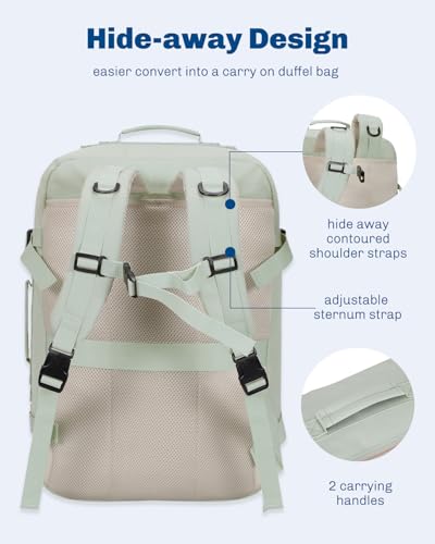 Hynes Eagle 38L Flight Approved Backpack Carry On Travel Bag for Men Women - color: Mint Green