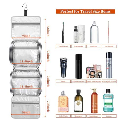 Bosidu Hanging Travel Toiletry Bag,Large Capacity Cosmetic Travel Toiletry Organizer for Women with 4 Compartments & 1 Sturdy Hook,Perfect for Travel/Daily Use/Christmas - color: M-Navy Blue