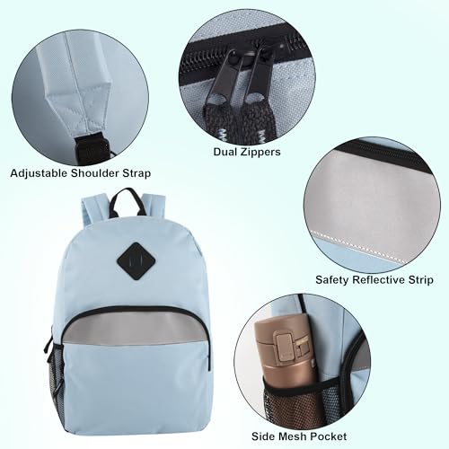 Trail maker Bulk Kids Reflective Backpack Wholesale 24 Pack Backpacks with Side Pockets, Padded (10 Colors Pack) - color: 10 Colors Pack