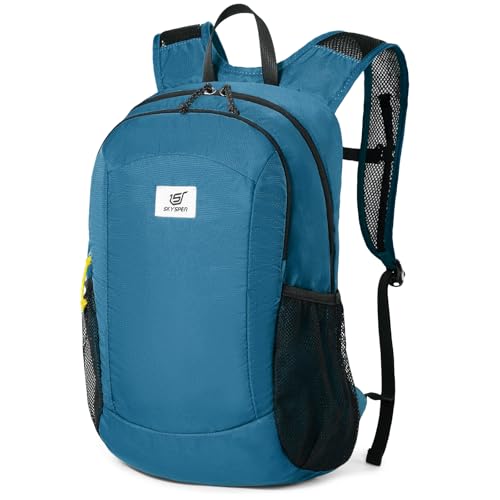 SKYSPER Hiking Backpack Ultralight Packable RFID Travel Daypack Small Nylon Stuff Pack 16L Outdoor Bag for Women Men - color: Blue