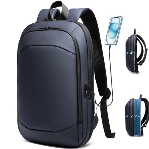 Business Backpack 17 Inch Slim Expandable Waterproof Travel Laptop Backpacks with USB Charger Port Anti-Theft Lightweight Large Work Computer Bag College Laptop Backpacks Gifts for Men Women,Dark Blue - color: Dark Blue, size: 17 Inch
