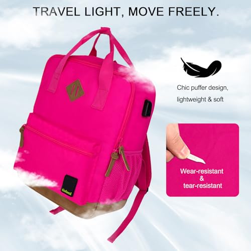 Goloni Small Carry On Travel Backpack with USB Charging Port, Lightweight Water Resistant Mini Carry-on Backpack for Men Women, Compact Personal Everyday Backpack,Rose - color: Rose