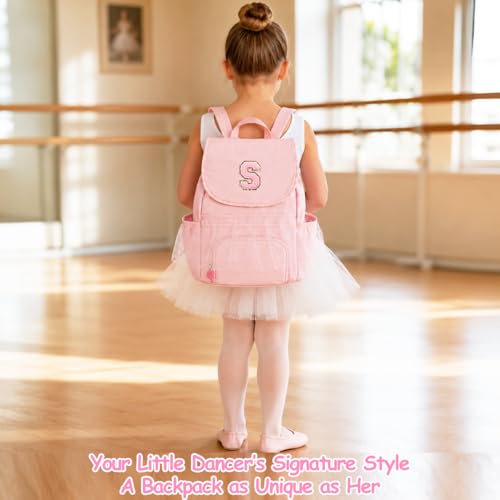 Kids Dance Bag Drawstring Backpack-Gym Sports Gym Bag with Shoes Compartment for Girls Swim Beach String Cinch Backpack with Two Water Bottle Pocket Pink C
