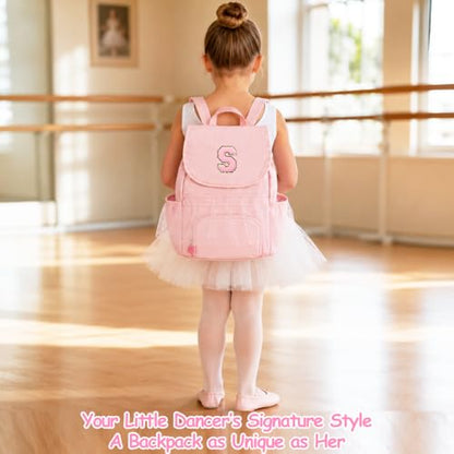 Kids Dance Bag Drawstring Backpack-Gym Sports Gym Bag with Shoes Compartment for Girls Swim Beach String Cinch Backpack with Two Water Bottle Pocket Pink C
