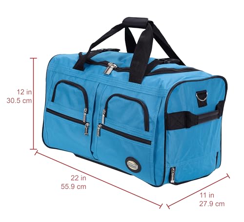 Rockland Rolling Duffel Bag, Black, 22" - color: Turquoise, size: 22"