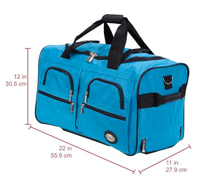 Rockland Rolling Duffel Bag, Black, 22" - color: Turquoise, size: 22"