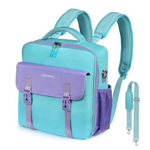Zipper Binder 700-Sheet 3-inch D Ring with Multiple Pockets Folder,Up 14" Laptop Detachable Backpack Straps & Shoulder Use for School and Office (Blue) - color: Blue and Purple