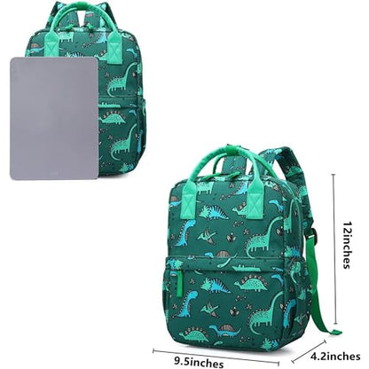 Cute Preschool Backpack Toddler School Book Bag for Girls Boys Kids Kindergarten Nursery Travel Bag with Chest Strap(12inch, Green Dinosaur) - color: Green Dinosaur, size: 12inch