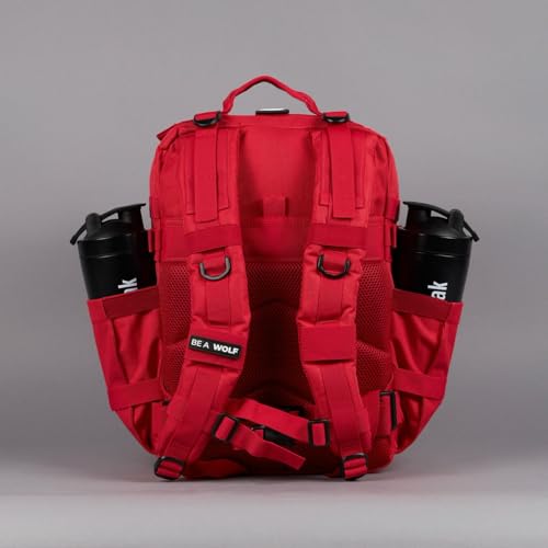 WOLFpak 35L Athletic Gym Backpack - Durable 1000D Waterproof Oxford Material with MOLLE Webbing, Laptop Pocket & Dual Cup Holders, Durable Fitness/Travel/Military Daypack (Elite Red) - color: Elite Red