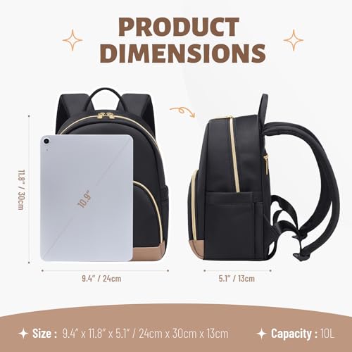 MDODO Small Backpack for Women Lightweight Stylish Mini Backpack Daypack Purses Cute Bookbag for Casual College Travel Daily,fit 10.9Inch iPad,Black - color: Black