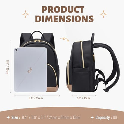 MDODO Small Backpack for Women Lightweight Stylish Mini Backpack Daypack Purses Cute Bookbag for Casual College Travel Daily,fit 10.9Inch iPad,Black - color: Black