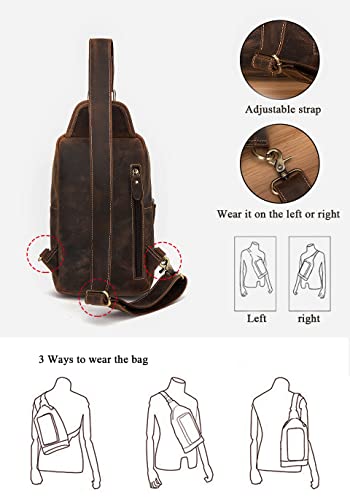 Le'aokuu Outdoor Casual Travel Hiking Crossbody Chest Sling Bag Rig One Shoulder Strap Bag Backpack 1315 - color: A Brown
