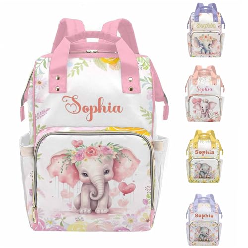 MyPupSocks Personalized Elephant Diaper Bag Backpack for Mom Daughter Granddaughter - Customized Nappy Mommy Bag Backpack Diaper Bag with Name - color: Style 6