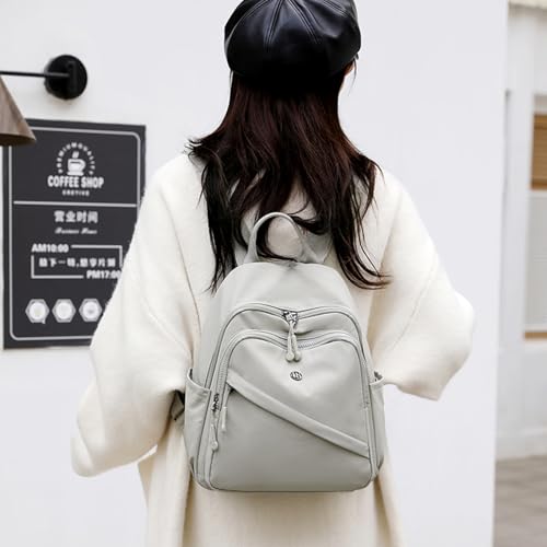 Backpack for Women Small, Mini Nylon Travel Backpack Purse, Shoulder Bag Cute Lightweight Daypack for Ladies (Light gray) - color: Light Gray