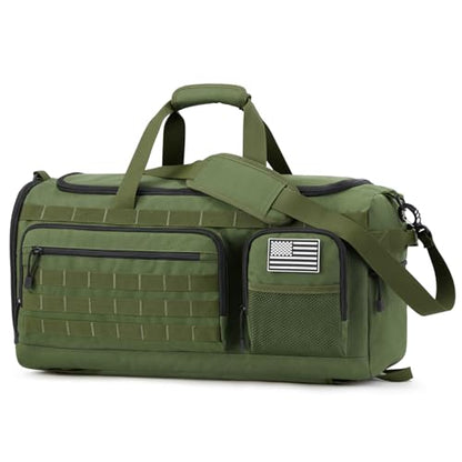 G4Free 3-in-1 Travel Duffle Bag for Men and Women, 50L Large Gym Sports Bags Tactical Military Duffle Backpack with Shoes Compartment and Wet Pocket (Green) - color: Army Green