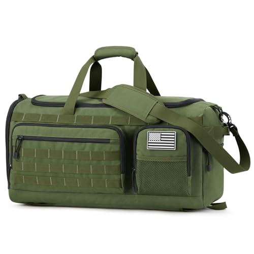 G4Free 3-in-1 Travel Duffle Bag for Men and Women, 50L Large Gym Sports Bags Tactical Military Duffle Backpack with Shoes Compartment and Wet Pocket (Green) - color: Army Green