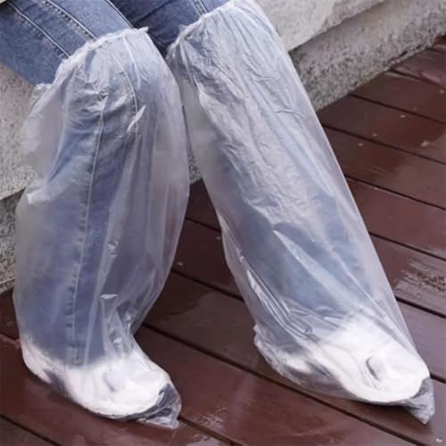 5 Pairs Disposable Rain Boots Shoe Covers Waterproof Portable Elastic Band for Adults Outdoor Travel Hiking Emergency - color: Clear