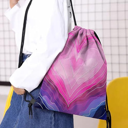 Drawstring Backpack Draw String Bag Waterproof for Sports Gym Beach Travel Cute Aesthetic Sackpack Men Women (13"×17")-Dark Pink - color: S-22-pink